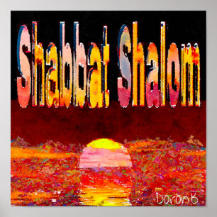 Poster Shalom du shabbat de Coucher de soleil