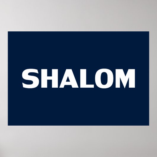 Poster Shalom, Paix, bleu marine blanc moderne simple (Devant)