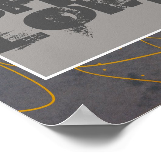 poster Shalom sur l'art abstrait jaune et gris (Coin)