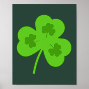 POSTER SHAMROCK GREEN LEAF ST PATRICK'S DAY 