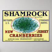 Poster Shamrock Marque Cranberry Étiquette (Devant)