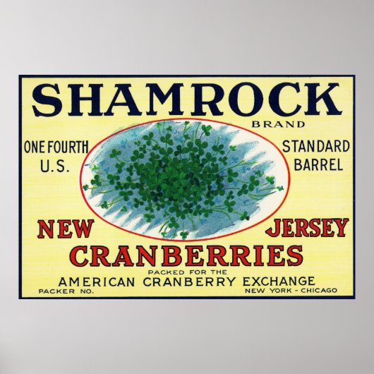 Poster Shamrock Marque Cranberry Étiquette (Devant)