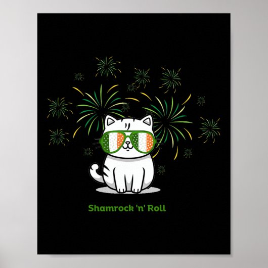 Poster Shamrock N Roll Chat Jour de la Saint Patrick Homm (Devant)