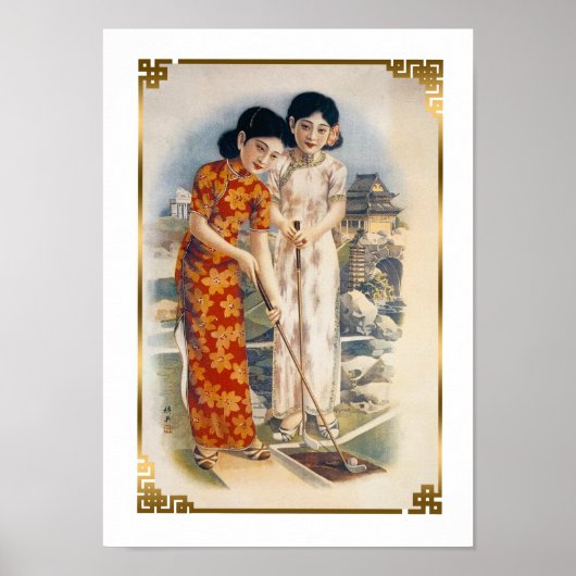 Poster Shanghai Beautés Chine Vintage Femmes Golfing (Devant)