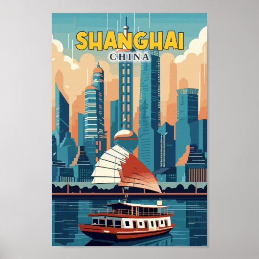 Poster Shanghai Chine Art Vintage Illustration (Devant)