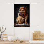 Poster Shar Pei Chien intelligent avec conception de livr (Cuisine)