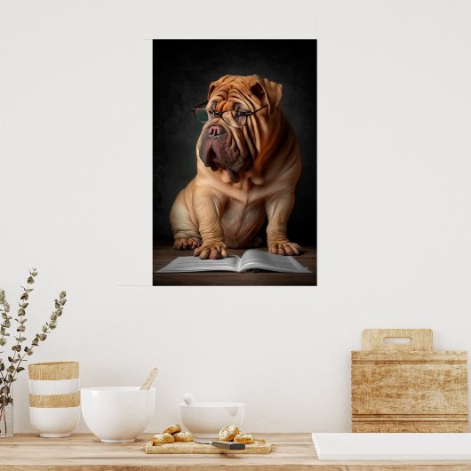 Poster Shar Pei Chien intelligent avec conception de livr (Cuisine)