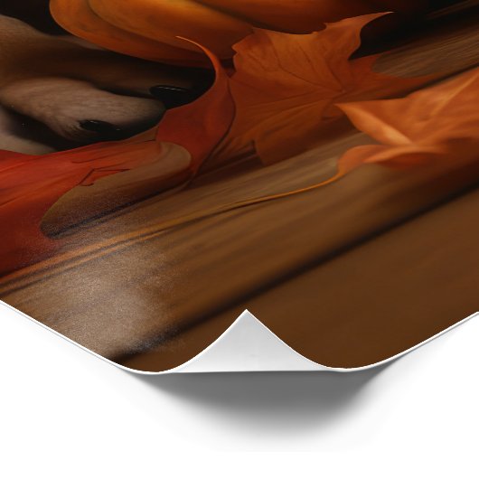 Poster Shar Pei Chiot Automne Citrouille de plaisir (Coin)