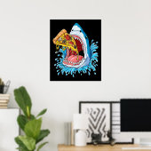 Poster Shark Eating Pizza Jawsome Men Food Lovers Summer (Bureau à domicile)