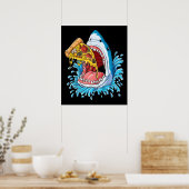 Poster Shark Eating Pizza Jawsome Men Food Lovers Summer (Cuisine)