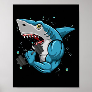 Poster Shark Gym Powerlifting Weightlifting Bodybuilding
