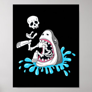 Poster Shark Mange Skeleton Fun Halloween Garçons Filles 