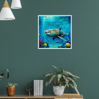 Poster Shark Ocean Predator Art