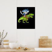 Poster Shark Pirate Riding A T-Rex Dinosaur Fantasy (Cuisine)