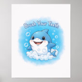 Poster Shark Splash Kids Bathroom Wall Art (Devant)