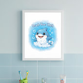 Poster Shark Splash Kids Bathroom Wall Art