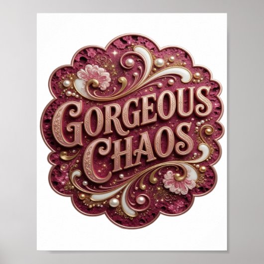 Poster Sharp Gold GORGEOUS CHAOS Texte Art 3D (Devant)