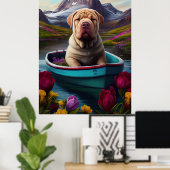 Poster Sharpei sur une pagaie : une aventure Pittoresque (Bureau à domicile)
