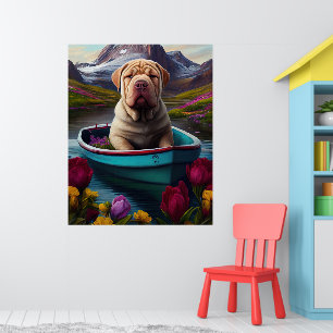 Poster Sharpei sur une pagaie : une aventure Pittoresque