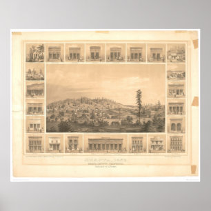 Poster Shasta, carte panoramique 1856 (1612A) de CA