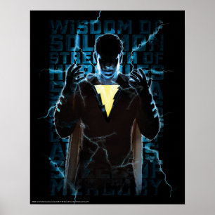 Poster SHAZAM !   Shazam & Capacités Éclair Typographie