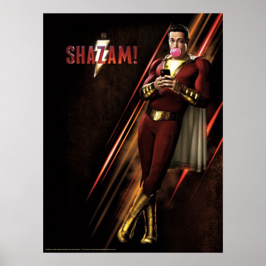 Poster SHAZAM ! | Shazam soufflant la bulle gomme (Devant)
