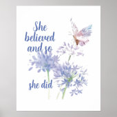 Poster "She believed and so Motivational Quote Butterfly (Devant)