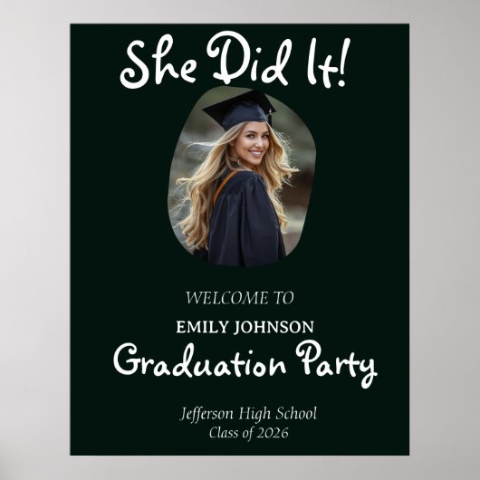 Poster She Did It! Modern Photo Graduation Party  (Devant)