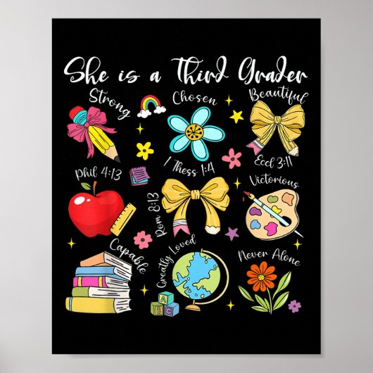 Poster She Is A Third Grader Bible Verses Back To School  (Devant)