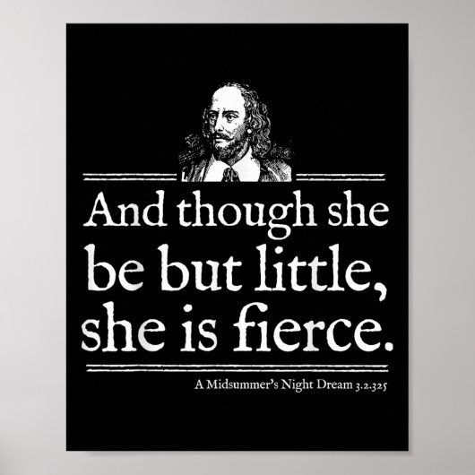 Poster She Is Fierce Shakespeare Quote Shirt Theater Play (Devant)