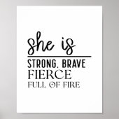 Poster She is Strong, Brave - Minimalist Motivational (Devant)