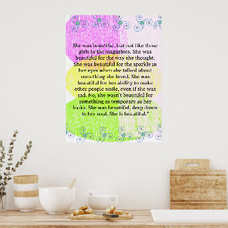 Poster She was beautiful ===  quote