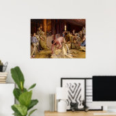 Poster Shear the Rams, 1890 par Tom Roberts (Bureau à domicile)