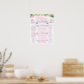 Poster Sheep Floral Flowers Birthday Party board (Cuisine)