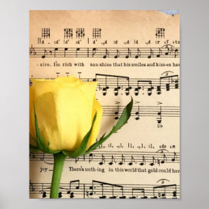 Poster Sheet Music Yellow Rose