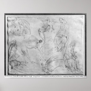 Poster Sheet of studies, from the The Vallardi Album