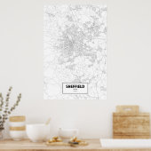 Poster Sheffield, Angleterre (noir sur blanc) (Cuisine)