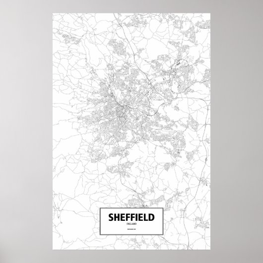 Poster Sheffield, Angleterre (noir sur blanc) (Devant)
