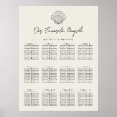 Poster Shell Beach Ocean Mariage 12 Tableaux de sièges (Devant)