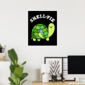 Poster Shell-fie Funny Tortoise Selfie Pun Dark BG (Bureau à domicile)