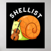 Poster Shellist Funny Snail Cello Pun Dark BG (Devant)
