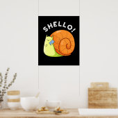 Poster Shello Funny Snail Cellphone Pun Dark BG (Cuisine)