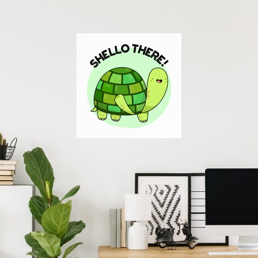 Poster Shello There Funny Tortoise Pun (Bureau à domicile)