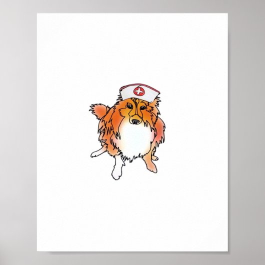 Poster Sheltie Chien en infirmière Casquette - animalsinh (Devant)