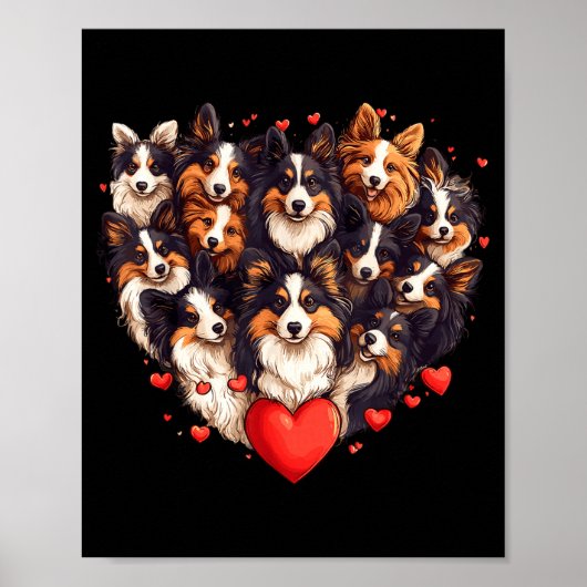 Poster Sheltie Heart-shaped Cute Sheltie Dog Lover Men Wo (Devant)