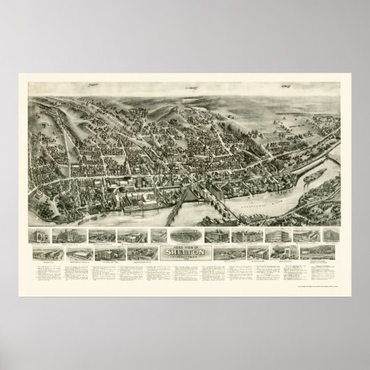 Poster Shelton, CT Panoramic Map - 1919 (Devant)