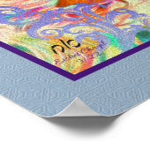 Poster Shema Hébreu Prière Multi-Couleur Vagues Lumineuse (Coin)