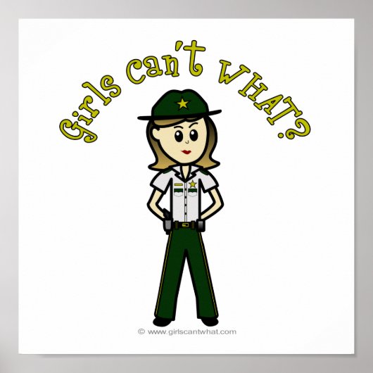 Poster Sheriff Femme Lumière en Uniforme Vert (Devant)