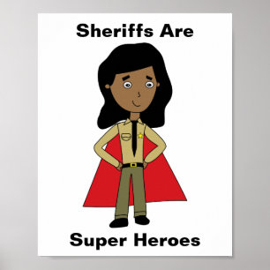 Poster Sheriffs Super Hero Femme Noir Africain Américain