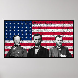 Poster Sherman, Lincoln et Grant à la frontière noire